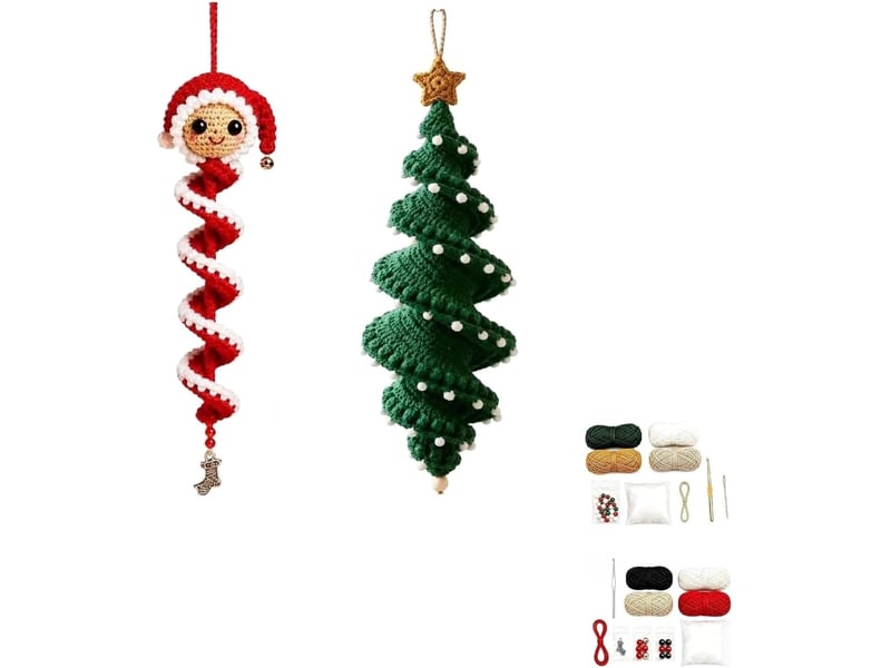  Lot de 2 kits diy crochet bonhomme de neige en spirale – pour débutants, ornements de noël à réaliser soi-même-style 6  - Conforama A