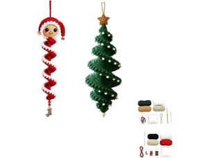 Lot de 2 kits diy crochet bonhomme de neige en spirale – pour débutants, ornements de noël à réaliser soi-même-style 6