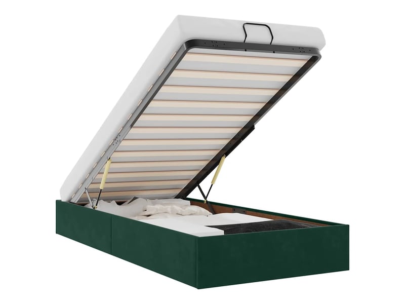  Lit simple- lit adulte -  cadre de lit ottoman sans matelas vert foncé 100x200 cm velours  - Conforama A
