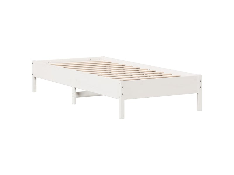  Lit simple- lit adulte -  cadre de lit sans matelas blanc 100x200 cm bois de pin massif  - Conforama D
