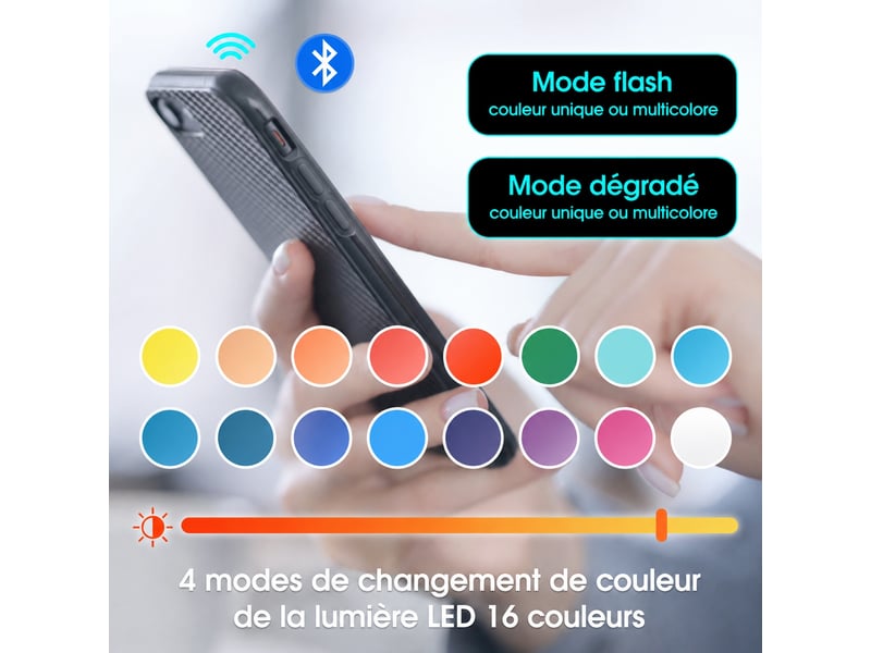 Table basse noire et blanche brillante avec led 16 couleurs, plateau extensible, tiroir et rangement caché  - Conforama E