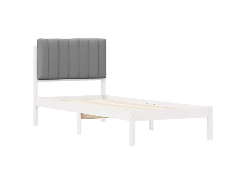 Lit simple- lit adulte - cadre de lit avec tête de lit rembourrée gris clair 80 x 200 cm - Conforama C