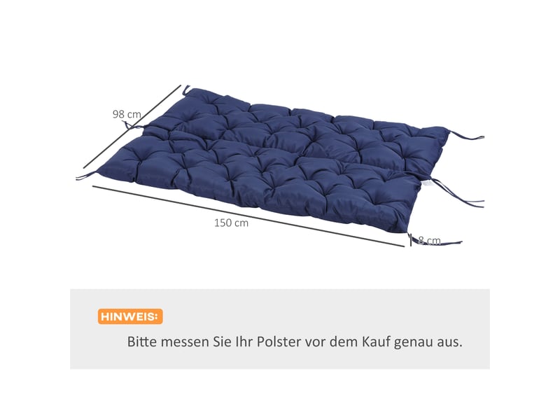  Coussin de banc 3 places en polyester et mousse avec attaches 150 x 98 x 8 cm  - Conforama C