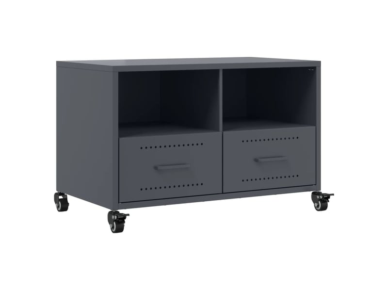  Meuble tv - banc tv - meuble de rangement anthracite 68x39x43,5 cm acier  - Conforama A