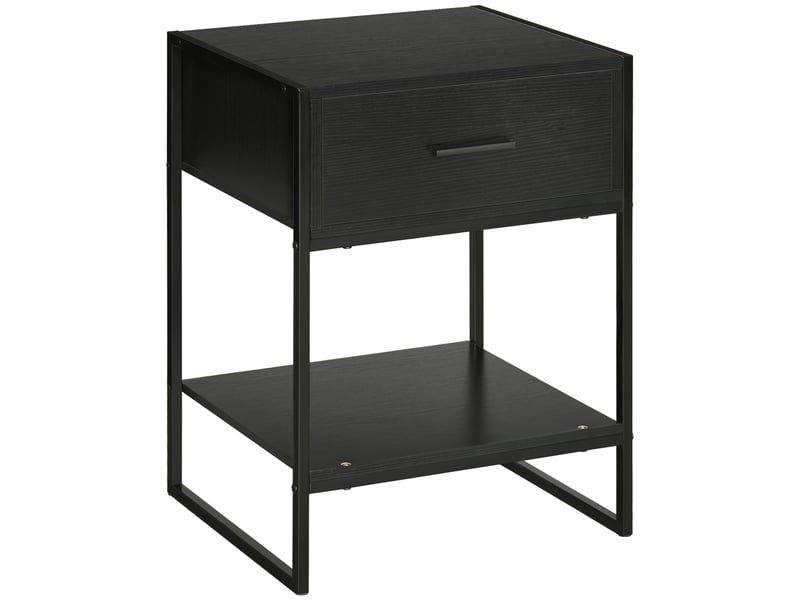 Table de chevet avec 1 tiroir et étagère de rangement pour chambre, salon, bureau, 45 x 40 x 60 cm, noire  - Conforama A