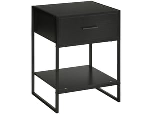 Table de chevet avec 1 tiroir et étagère de rangement pour chambre, salon, bureau, 45 x 40 x 60 cm, noire