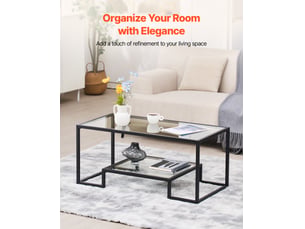 Table basse rectangulaire coloris noir VEVOR ZH629 - 51 cmx100 cm