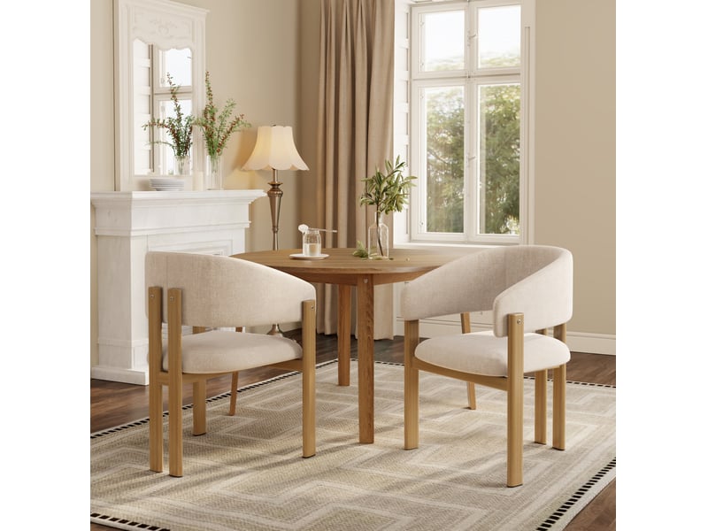  Chaises avec accoudoirs lot de 4, métal et lin, beige et coloris naturel  - Conforama B
