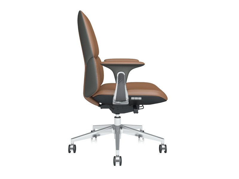  Fauteuil de bureau cuir 69x70x105 cm – marron – inclinaison verrouillable et roulettes pvc silencieuses  - Conforama D