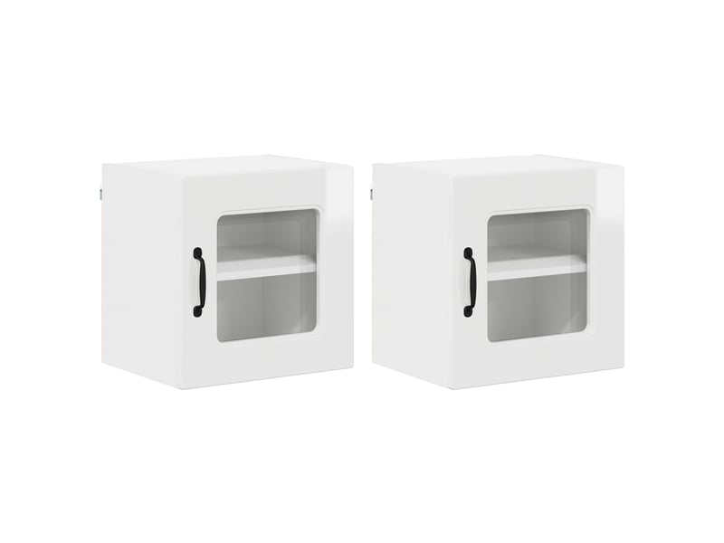 Meuble mural de cuisine | armoire de cuisine 2 pcs blanc brillant shl5519 - Conforama A