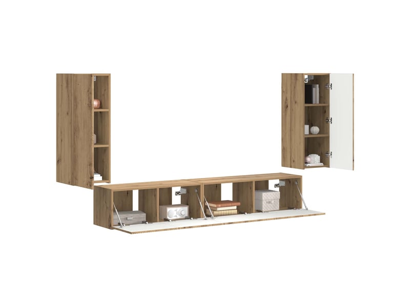  Ensemble meuble tv - banc tv - meuble de rangement 4 pcs chêne artisanal bois d'ingénierie  - Conforama C