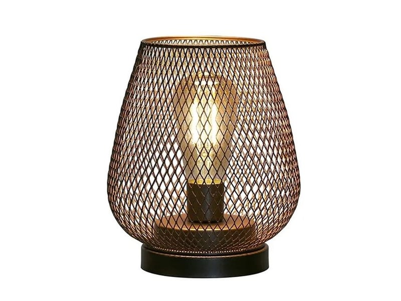  Lampe de table en métal design cage avec ampoule guirlande lumineuse, lampe décorative sans fil  - Conforama A