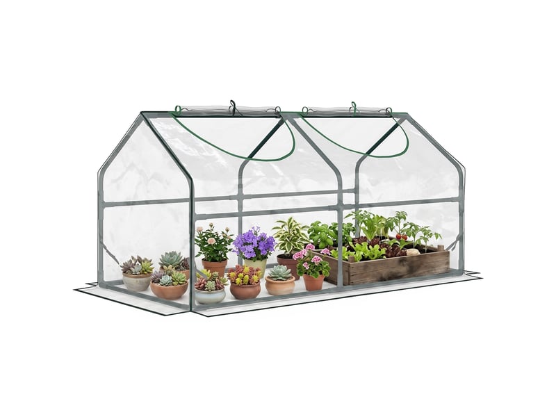 Serre de jardin mini serre 2 fenêtres enroulables couverture en pvc 120 x 60 x 60 cm transparent  - Conforama A