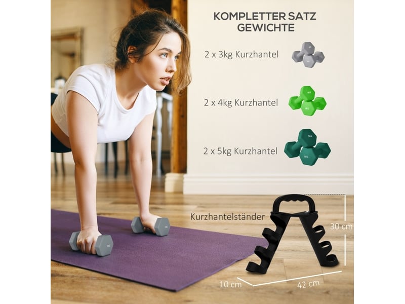  Set de 6 haltères 42x10x30 cm hexagonaux métal multicolore  - Conforama E