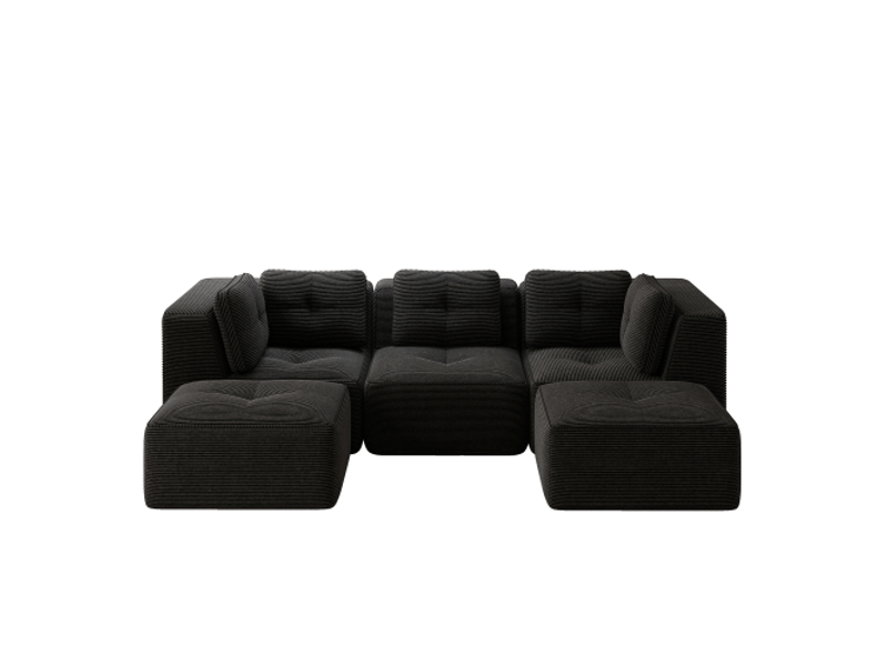  Canapé 3 places noir en velours côtelé – assise profonde, sans montage, salon moderne  - Conforama A