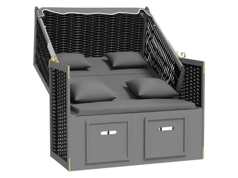  Strandkorb avec coussin résine tressée bois solide anthracite 02_0012173  - Conforama B