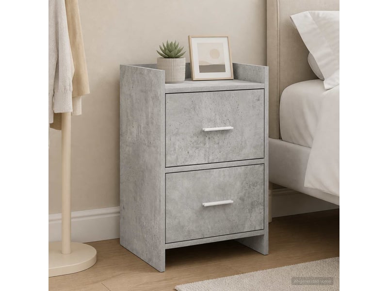  Tables de chevet - cabinet de chevet - table de nuit 2 pc gris béton 40 x 30 x 60 cm  - Conforama C