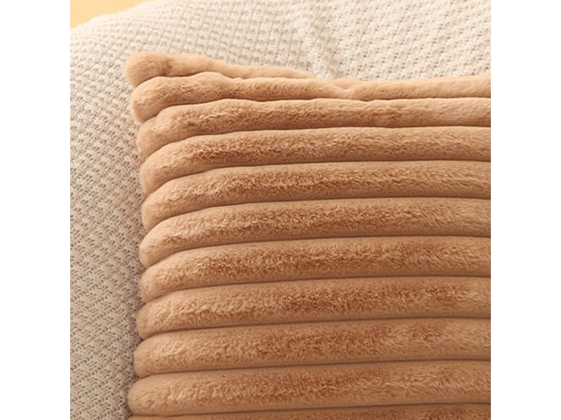  Coussin carré en tissu côtelé camel 43x43 cm  - Conforama E