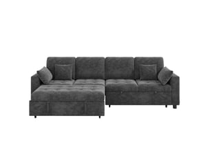 Canapé d'angle droit convertible <strong>BGSRYAO</strong> <strong></strong> 4 places Tissu gris