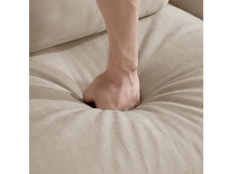  Canapé modulable 2 places 176x 143x 88 cm, design ergonomique, coussins déplaçables, avec 2 poufs, tissu en chenille, café clair  - Conforama E