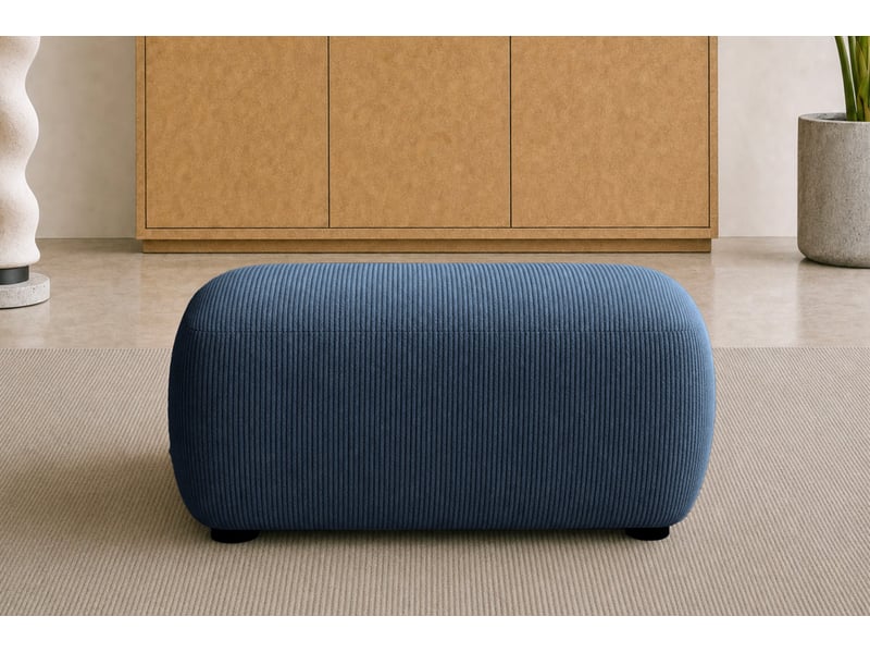  Portofino - pouf en petit velours côtelé bleu 105x57x40  - Conforama E