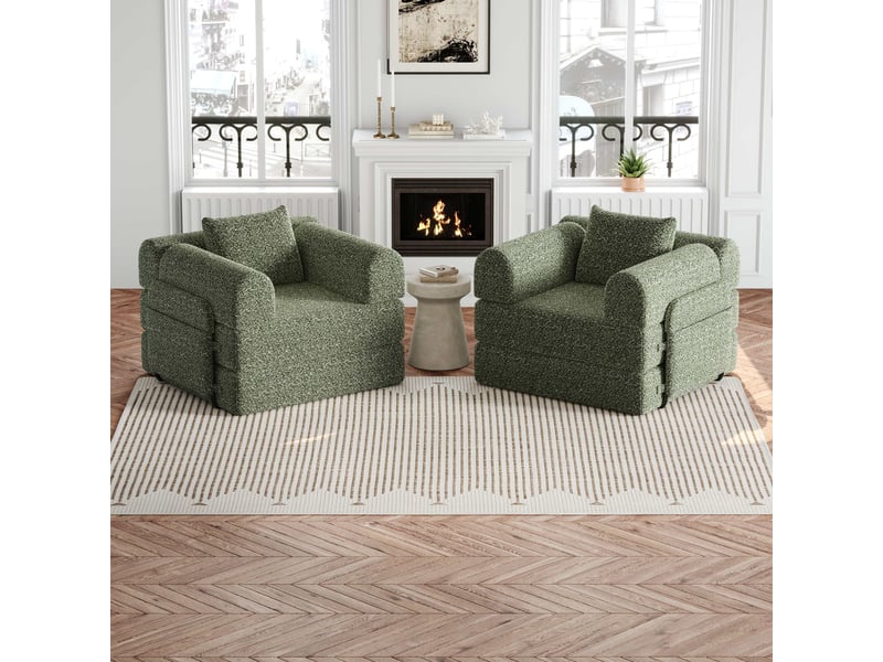  Canapé convertible 2-en-1 en chenille avec rangement dans l'accoudoir, 3 cadres métalliques et plusieurs configurations Fay Lum - Conforama E