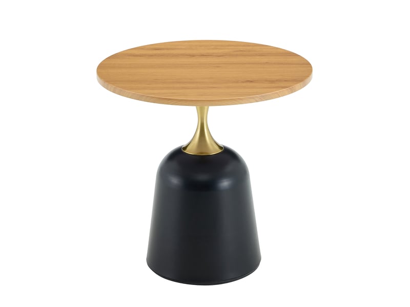  Table d’appoint ronde 60x60 cm avec piètement en métal couleur bois  - Conforama A
