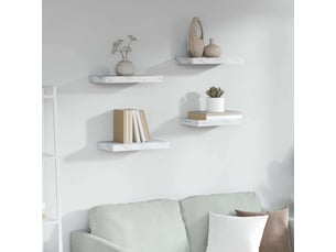 Lot de 4 étagères murales, étagères flottantes, étagères suspendues marbre blanc 40 x 23,5 x 3,8 cm cf41870