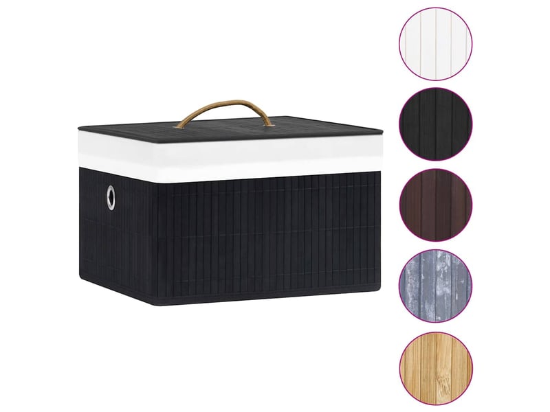  Boîtes de rangement en bambou 4 pcs noir  - Conforama C