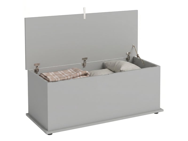  Coffre de rangement, banc de rangement avec couvercle rabattable et charnières de sécurité, 100 x 40 x 40 cm, gris  - Conforama A