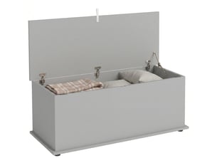 Coffre de rangement, banc de rangement avec couvercle rabattable et charnières de sécurité, 100 x 40 x 40 cm, gris