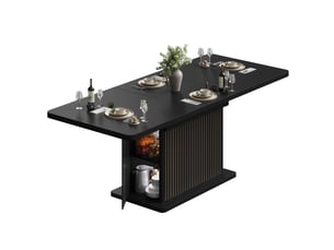 Table à manger extensible 120x160 cm avec rangement caché mdf métal noir