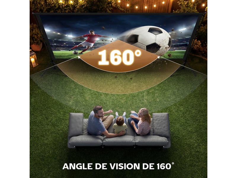  Écran de projection avec trépieds 120 pouces 16:9 hd 4k8k, écran videoprojecteur portable, 309x62x217cm, blanc et noir  - Conforama R