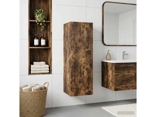 Cabinet salle de bain mural, meuble de rangement chêne fumé 33x34.5x60 cm shl6410