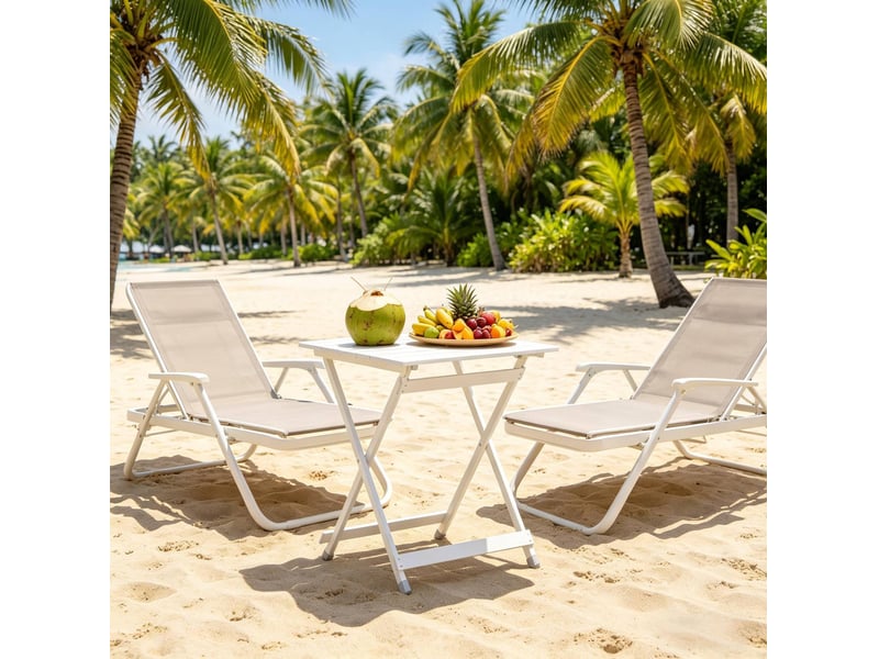  Table de camping pliante 50,5x47x59,5 cm – argenté – légère, portable et charge jusqu'à 25 kg  - Conforama E