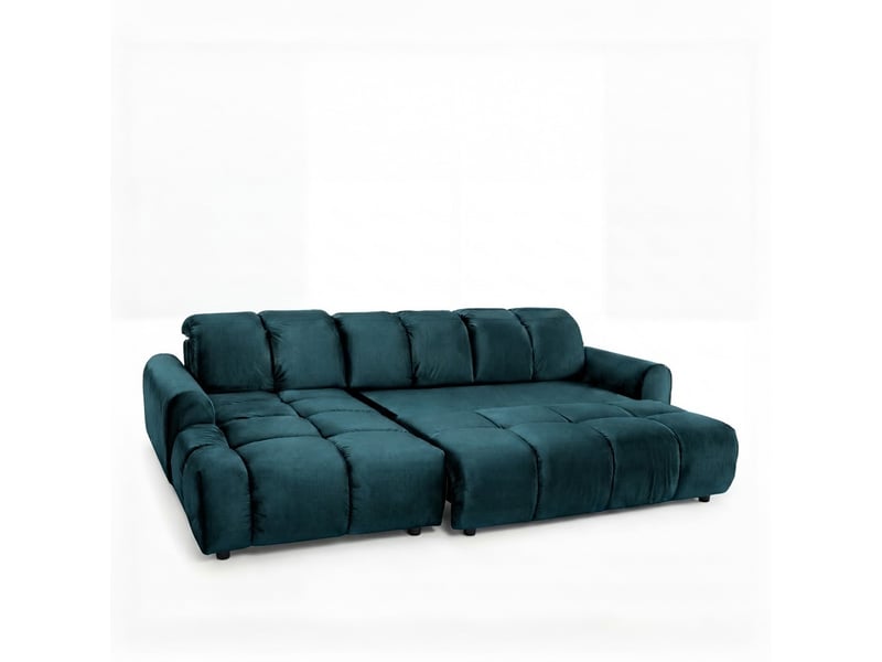 Canapé convertible angle gauche anacapri en velours bleu pétrole - 3 places 3CA54.PI.4AC.G.24 - Conforama E
