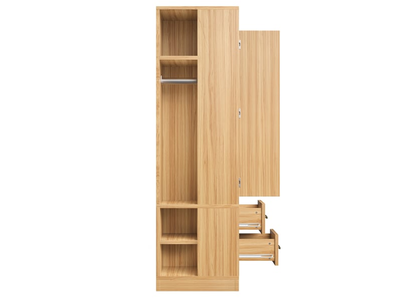  Armoire,70x50x170 cm,1 porte avec 2 tringles et 2 tiroirs,mdf,coloris bois naturel  - Conforama E
