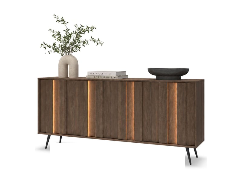  Buffet haga, console 4 étagères, 183x40x83h cm noyer brun Haga - Conforama A