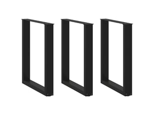 Lot de 3 pieds de table à manger en u 70 x 72-73 cm avec niveleurs réglables design moderne en acier noir 02_0057440