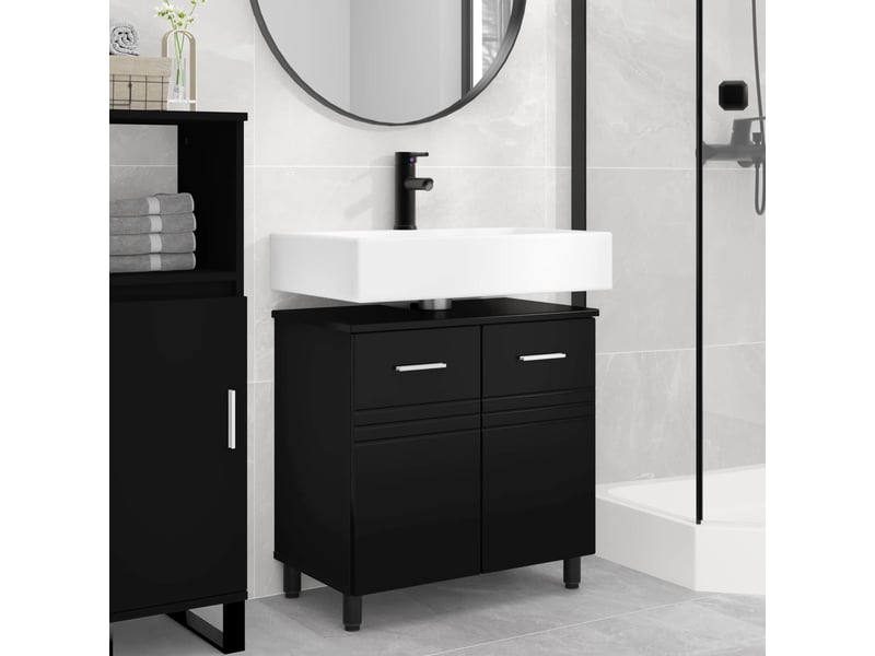  Unité de vanité de salle de bain, meuble de rangement noir 60x35x60 cm shl3165  - Conforama B
