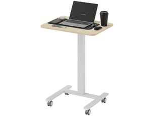 Bureau assis-debout, table pour ordinateur portable, hauteur réglable, 4 roulettes, 65 cm x 48 cm x 108 cm, jaune