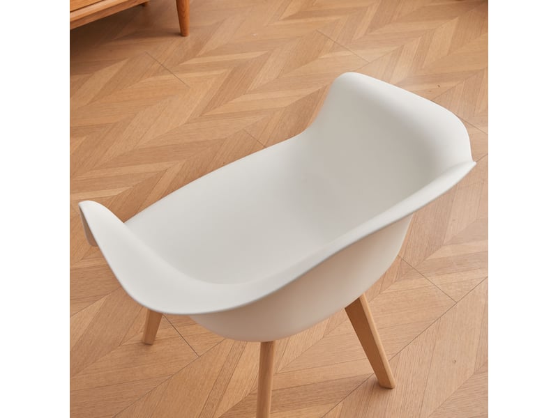  Lot de 2 chaises de salle à manger - pieds en bois - chaises de salle à manger scandinaves - blanc  - Conforama D
