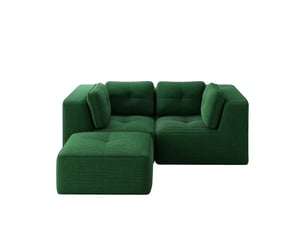 Canapé modulable en l 208x177x69 cm 2 places, sans montage, accoudoirs spacieux, en velours côtelé, vert