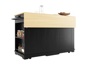 Îlot de cuisine 151.5x59.7x91.7 cm avec prises mdf métal noir et naturel