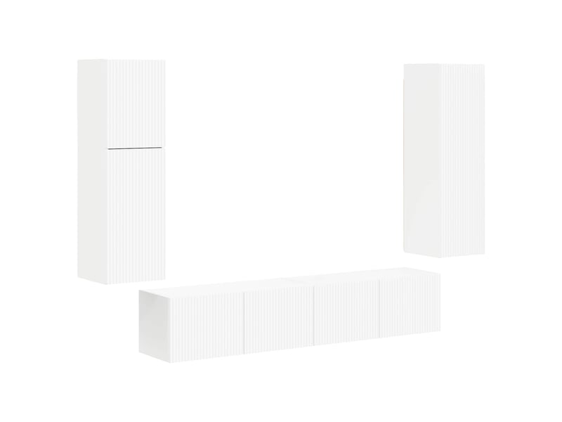  Ensemble meuble tv - banc tv - meuble de rangement 4 pcs blanc bois d'ingénierie  - Conforama A