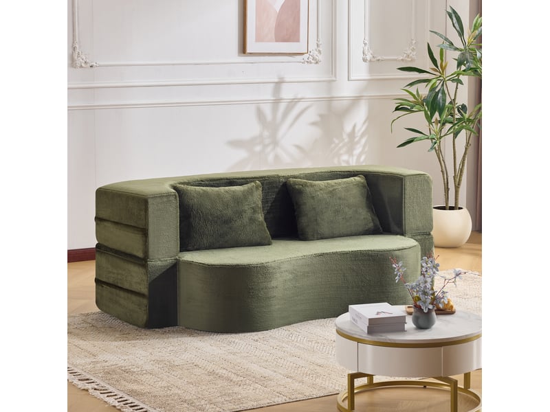  Canapé-lit futon 2 places vert olive 180 x 55 x 70 cm  - Conforama C