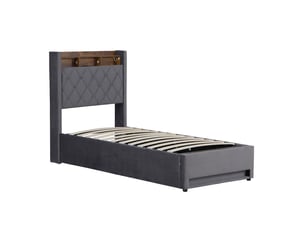 Lit coffre 140x190 cm <strong></strong> <strong></strong> coloris gris