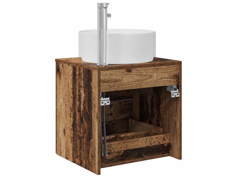 Vanité de lavabo mural, meuble de rangement bois ancien 49.5x44.5x65.5 cm - Conforama E