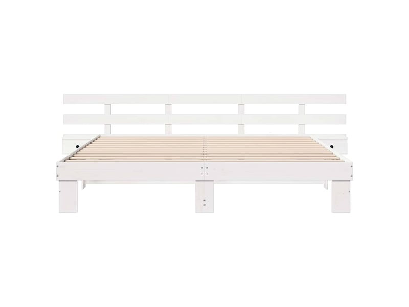 Lit double- lit adulte - cadre de lit avec tête de lit blanc 200 x 200 cm pin massif - Conforama D