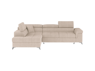Canapé d'angle gauche fixe MEUBLORAMA 4 places Polyester beige avec coffre de rangement